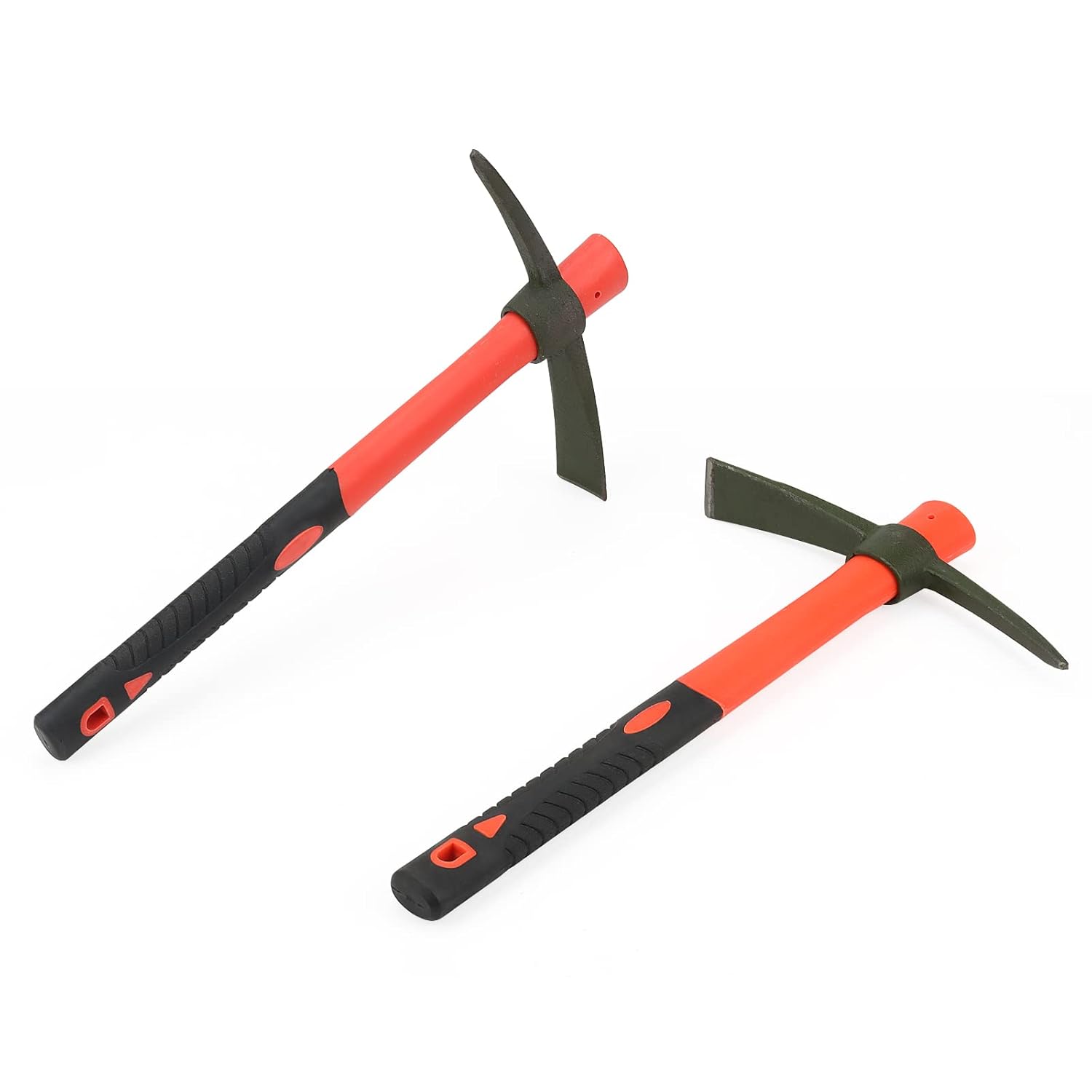 KEILEOHO 2 PCS 15 Inch Garden Pick Mattock, 38x23cm Red Small Mattock Pickaxe with Handle, Garden Mattock for Gardening-0