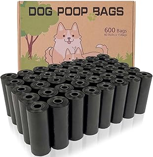 AiTodos® 600PCS Dog Poop Bags, Black, Suitable for Leaving the House, Dog Bags-31 * 22 cm, Polyethylene Material, Portable - Dog Toilet Bags(40 Rolls, 15 per Roll)