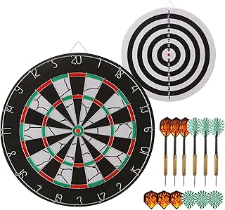 Aselected Dart Board Steel Dartboard set, 18 Inch Double Sided Dart Board, Includes 6 Steel Tip Darts Professional Dartboard