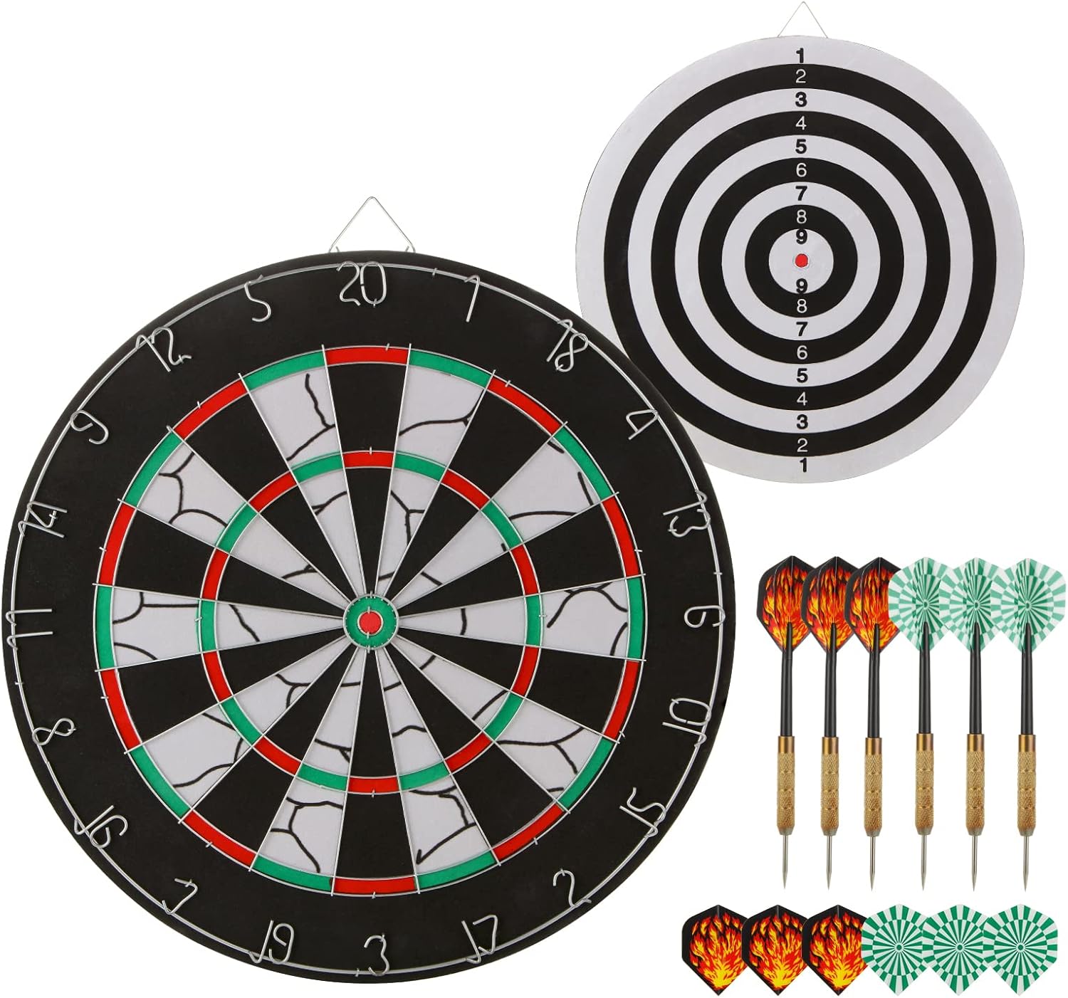 Aselected Dart Board Steel Dartboard set, 18 Inch Double Sided Dart Board, Includes 6 Steel Tip Darts Professional Dartboard-0