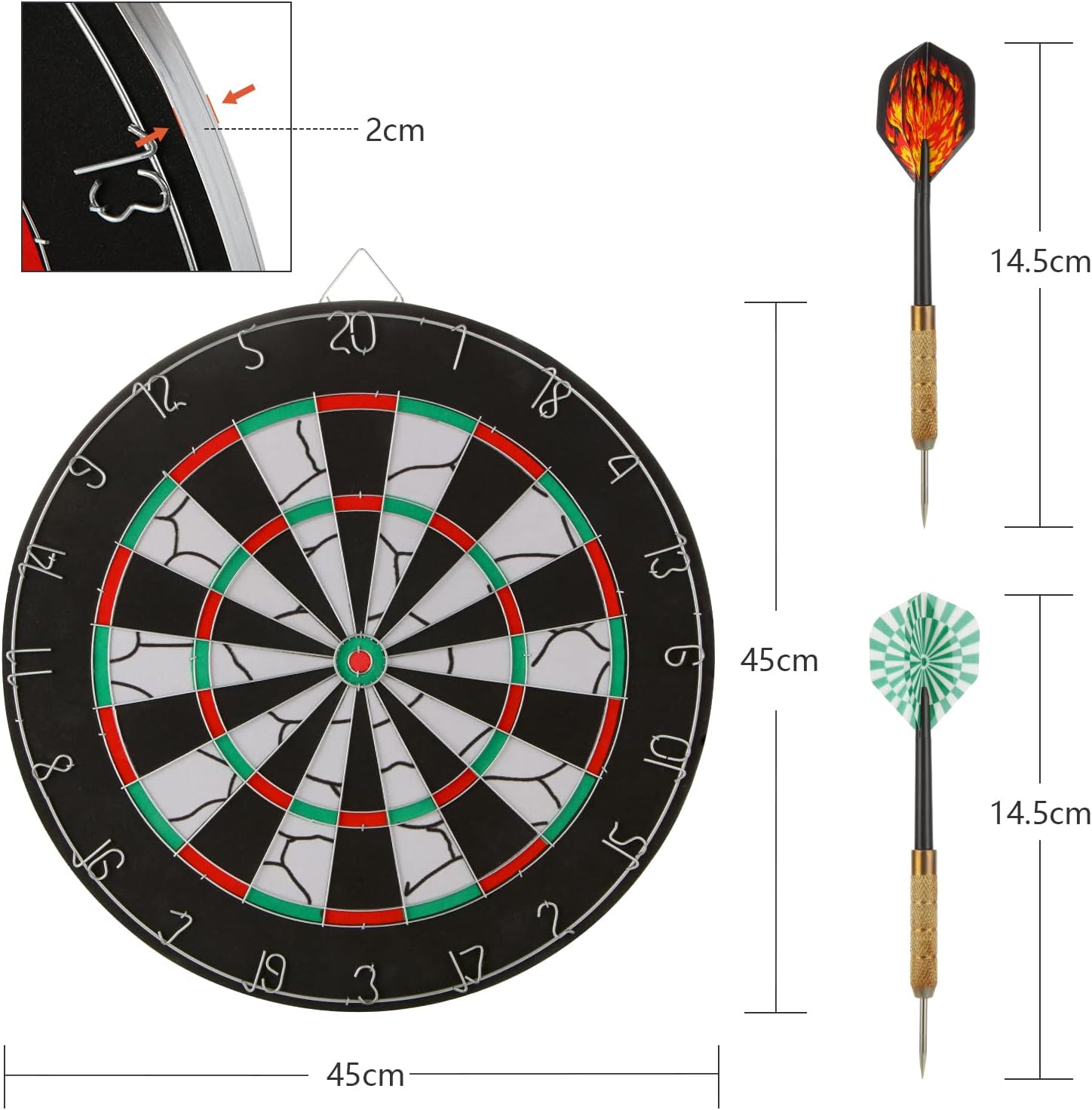 Aselected Dart Board Steel Dartboard set, 18 Inch Double Sided Dart Board, Includes 6 Steel Tip Darts Professional Dartboard-1