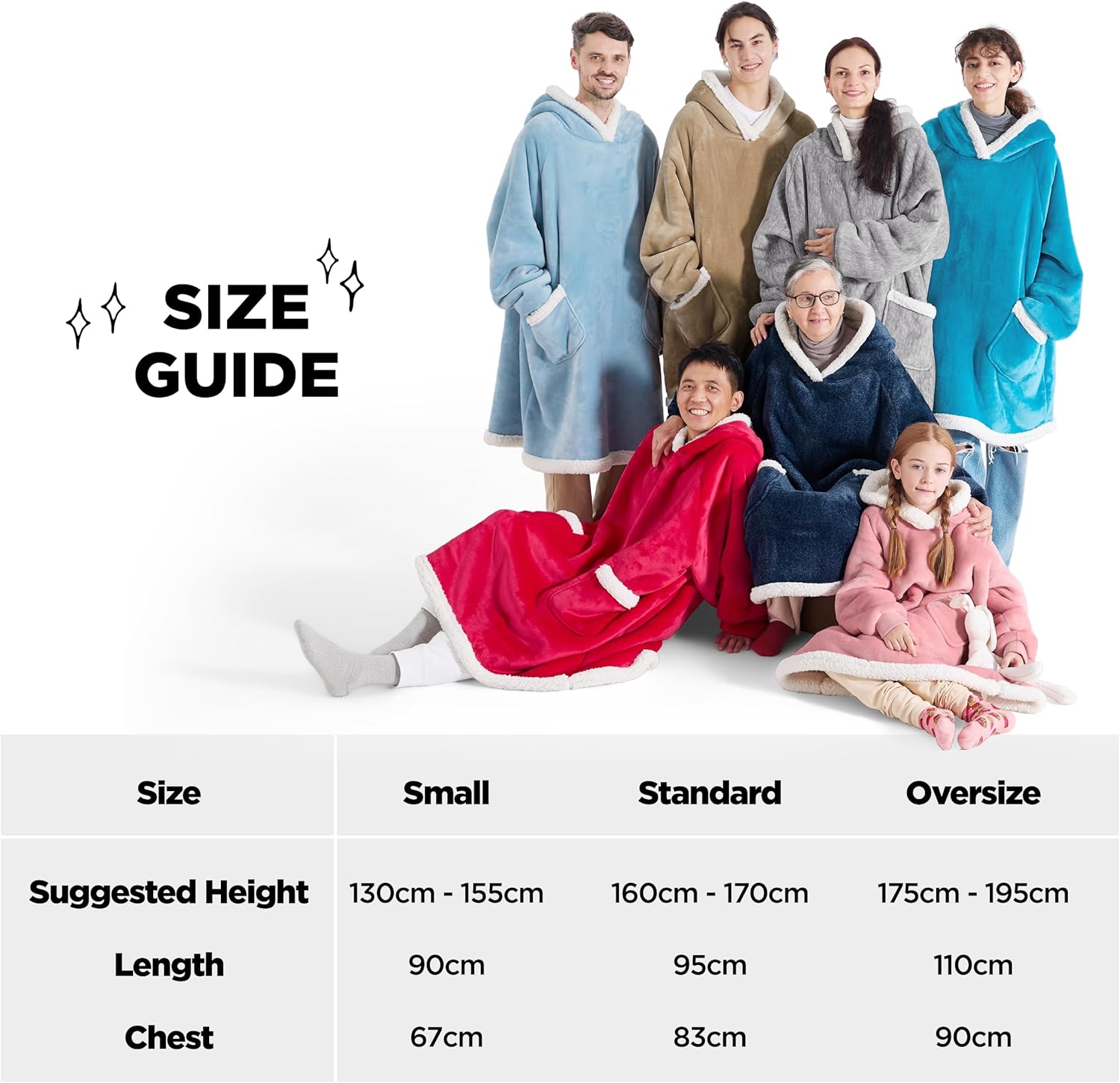 Bedsure Wearable Blanket Hoodie Women - Sherpa Fleece Hoodie Blanket for Adults Men, Warm Hooded Blanket as Gifts for Her, Grey, 95 x 83 cm-4