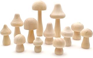 JZK 12x Small unfinished wooden mushrooms for DIY crafts projects, unpainted wood mushrooms ornaments, mushroom figurines, kids painting arts crafts, home decor, mushroom decorations party gift