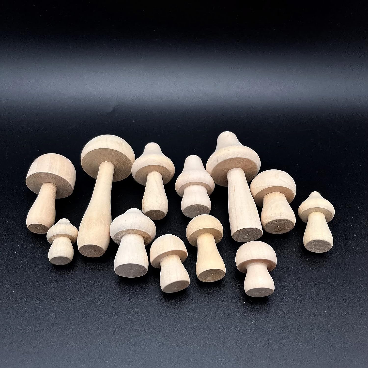 JZK 12x Small unfinished wooden mushrooms for DIY crafts projects, unpainted wood mushrooms ornaments, mushroom figurines, kids painting arts crafts, home decor, mushroom decorations party gift-6