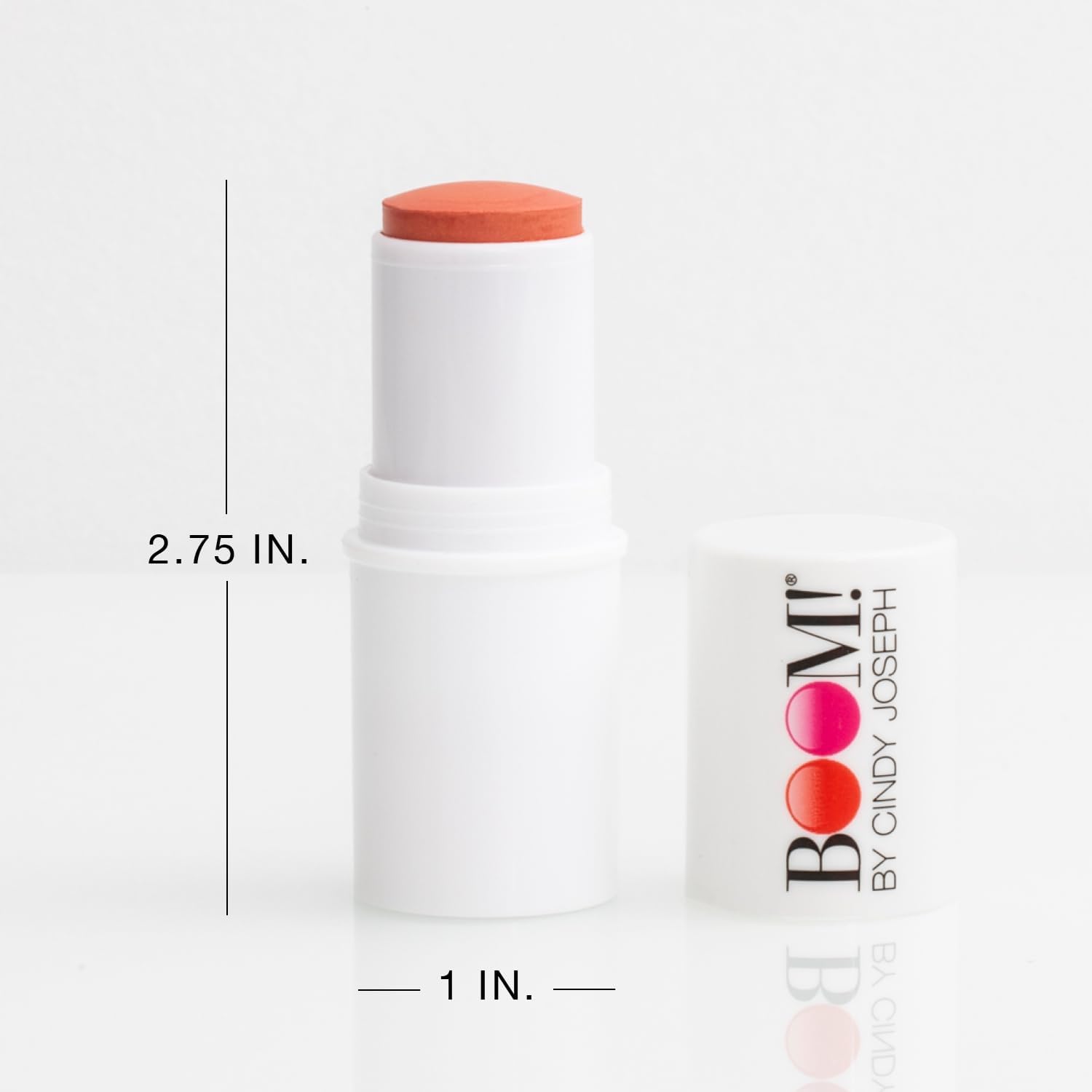 BOOM! by Cindy Joseph Boomstick Creamy Blush Stick and Lipstick - Long Wearing Blendable and Buildable Color - Vegan Multistick for Cheeks & Lips for Older Women & Mature Skin - Golden Peach-8