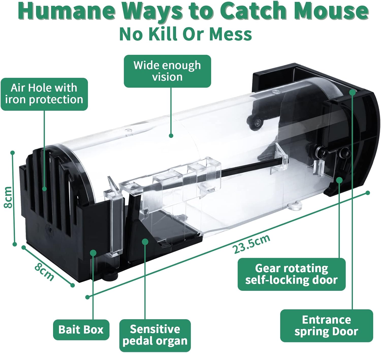 4 Pack Humane Mouse Traps Indoors, Live Mice Traps, Upgraded Sensitive Effective & Easy Use,Touchless Catch Mice, Mouse, Field Mouse & Rodent Catchers For Home, Commercial, Residential, Outdoor-2