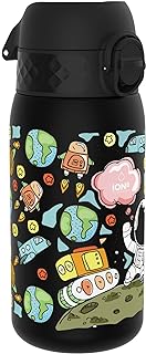 Ion8 Kids Water Bottle, Leak Proof, Easy to Open, Secure Lock, Dishwasher Safe, BPA Free, Carry Handle, Hygienic Flip Cover, Easy Clean, Odour Free, Space Man Design