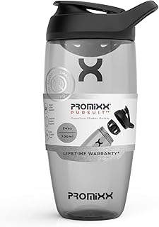 Promixx Pursuit Protein Shaker Bottle - Premium Shaker for Protein Shakes - Lifetime Durability, Leakproof, Odourless - 700ml / 24oz (Stealth Black)