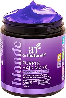 Artnaturals Purple Hair Mask for Blonde, Silver & Platinum Hair - Removes Yellow Brassy Color, Repairs Dry & Bleached Hair - Deep Conditioning Treatment Hair Moisturizer - Sulfate Free (8 Oz/226g)