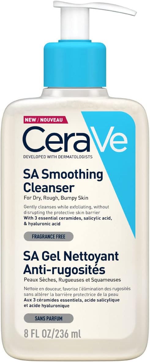 CeraVe SA Smoothing Face and Body Cleanser for Dry, Rough and Bumpy Skin 236ml with Salicylic Acid & AM Facial Moisturising Lotion SPF50 with Ceramides & Vitamin E for Normal to Dry Skin 52ml-1