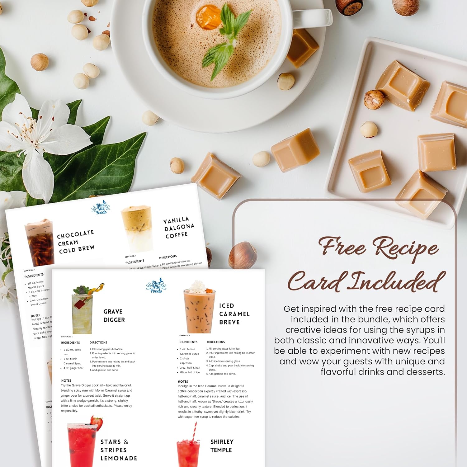 Monin Premium Flavoured Syrup Bundle | 1L Monin Syrup Bottles of Vanilla Syrup, Caramel Syrup, & Hazelnut Syrup | Cocktails & Coffee Syrup Set with Free Recipe Card-5