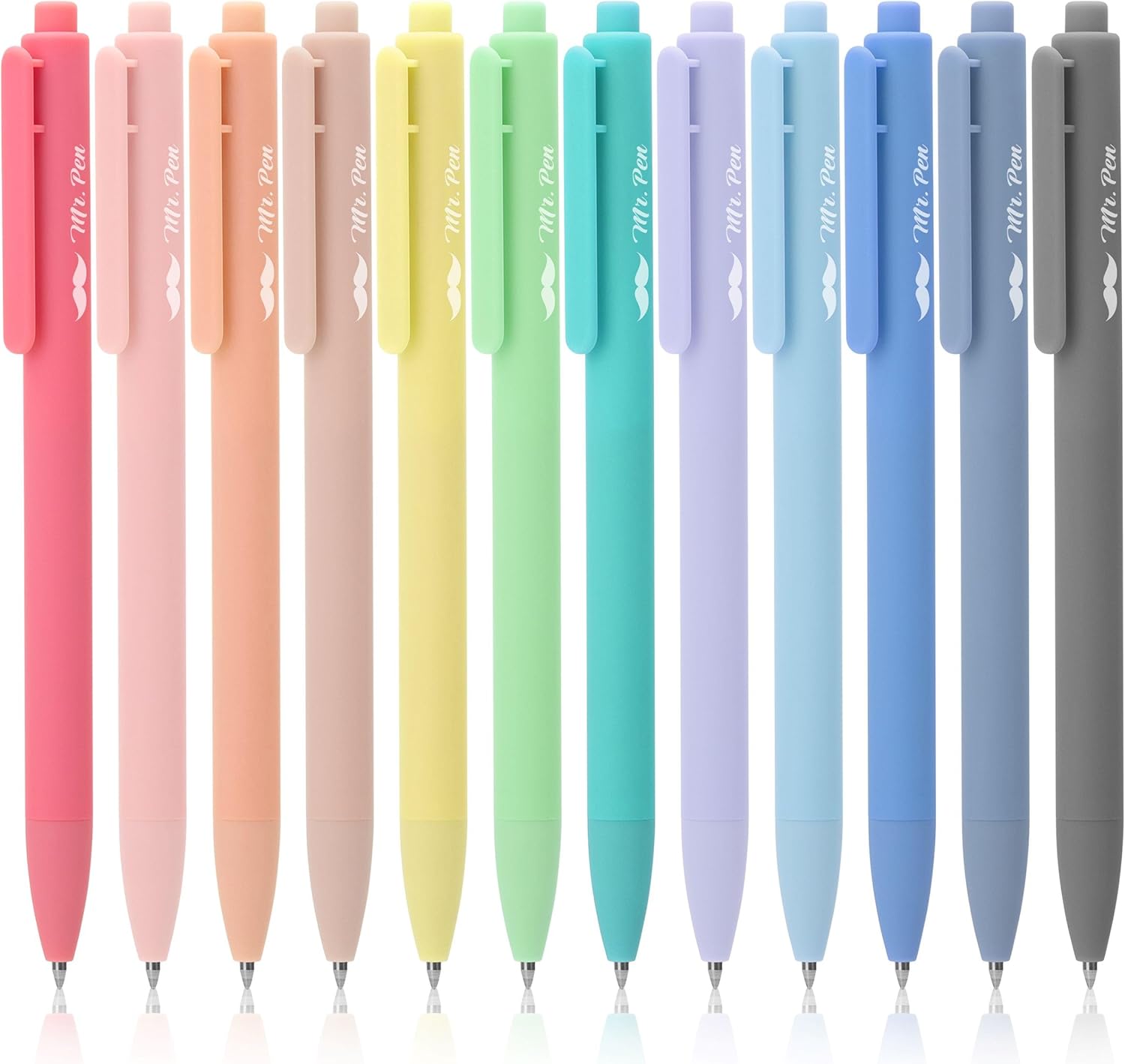 Mr. Pen- Retractable Gel Pens, 12 Pack, Fast Dry, Gel Pens Fine Point 0.7mm, Retractable Pens, Cute Pens, Gel Ink Pens, Aesthetic Pens for Journaling, Fine Tip Pens-0