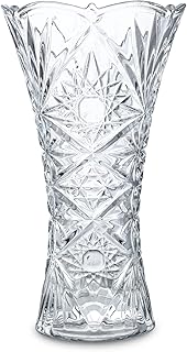 H&D HYALINE & DORA Clear Crystal Vase, Glass Flower Vase Thickening Design Suitable for Home Decor Centerpieces, Wedding, Mothers Gift,9.2'' Tall