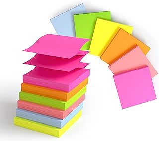 3x3 Inches Pop-up Sticky Notes,6 Bright&Pastel Colors for Refills,Z-Notes for Dispanser