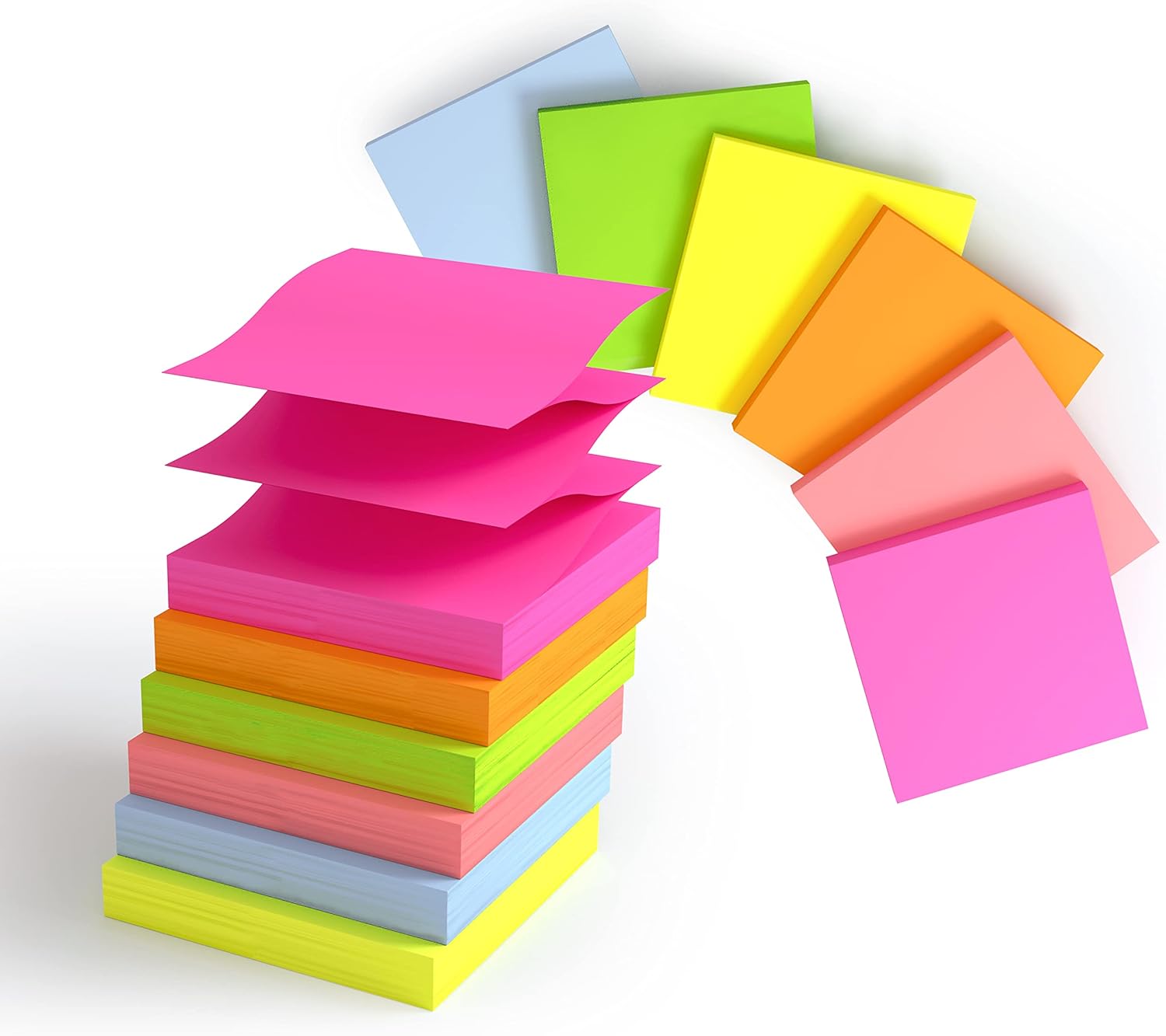 3x3 Inches Pop-up Sticky Notes,6 Bright&Pastel Colors for Refills,Z-Notes for Dispanser-0