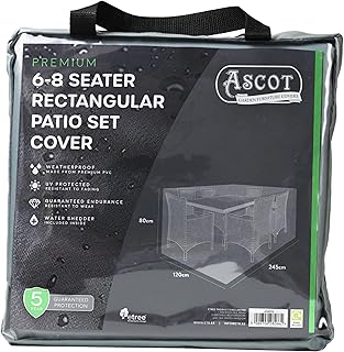 Ascot Premium Large(6-8 seater) Rectangular Patio Set Cover - 245 X 120 X 80 (H) cm Modern Grey