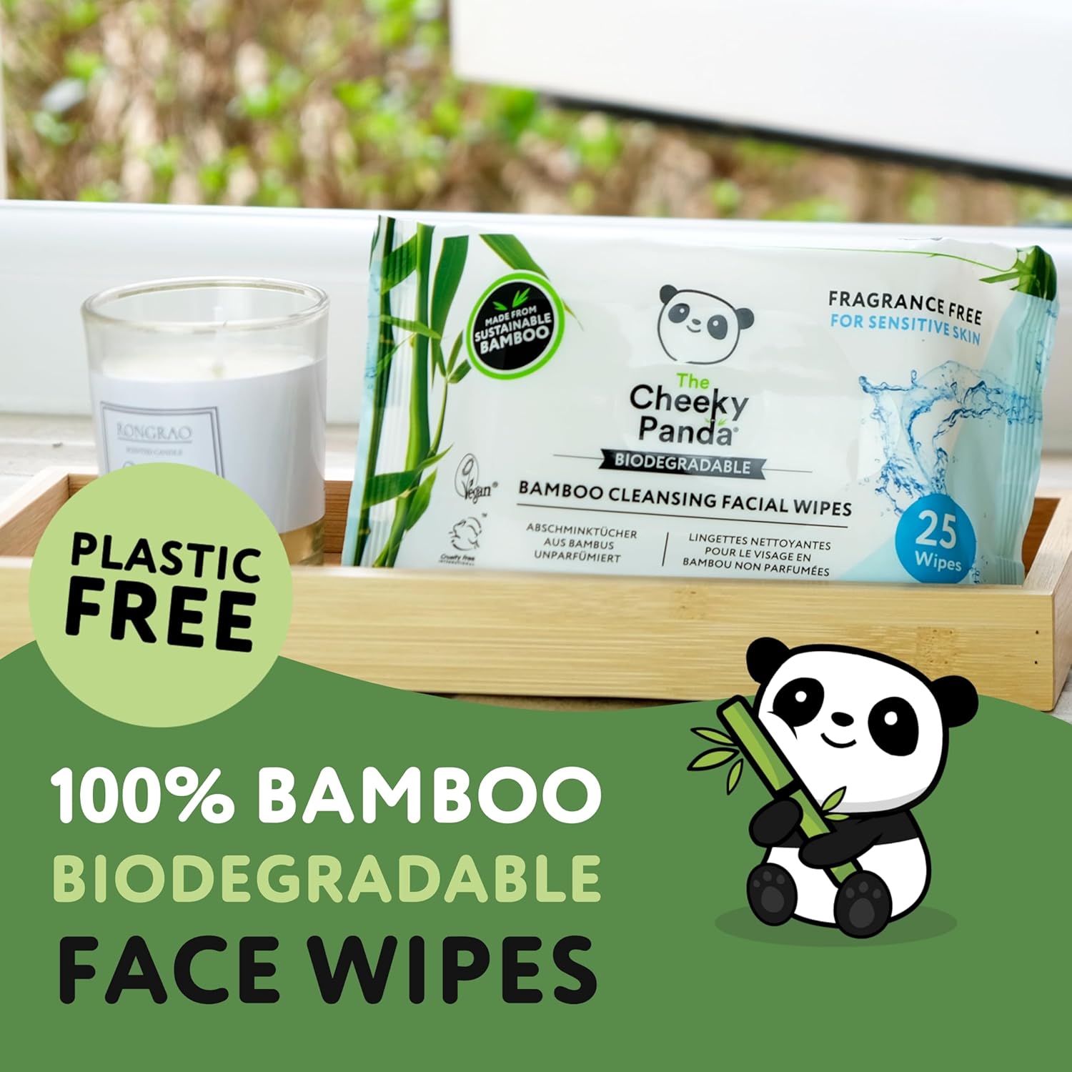 The Cheeky Panda Bamboo Face Cleanser Makeup Remover Wipes Rose Scented | 6 Packs of 25 Face Wipes | 99% Purified Water Wipes | Plant Based & Vegan Wet Wipes | Sustainable Alternative-2