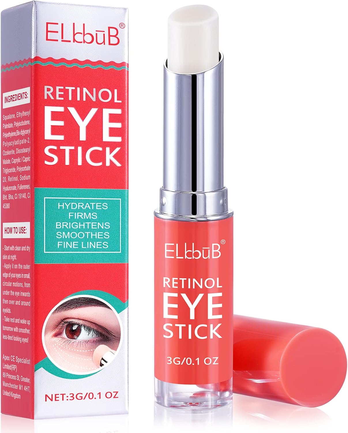 ELBBUB Retinol Eye Stick - Anti Wrinkle Eye Cream for Puffy Eyes, Dark Circles, Eye Bags, Crows Feet, Wrinkles, Reduces Wrinkles Saggy Skin Puffy Eyes-0