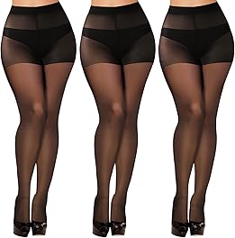 YOGINGO 3 Pairs of 20D Black Sheer Tights for Women, High Waisted Tights with Reinforced Support and Toe