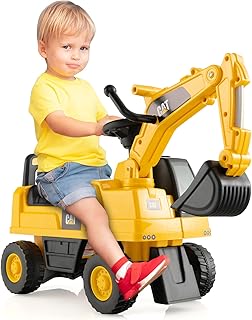 Maxmass Kids Ride on Car, Caterpillar Licensed Toddler Excavator Toy Car with Adjustable Bucket, Underneath Storage and Horn, Children Sit on Truck for 1-3 Years Old (Digger)