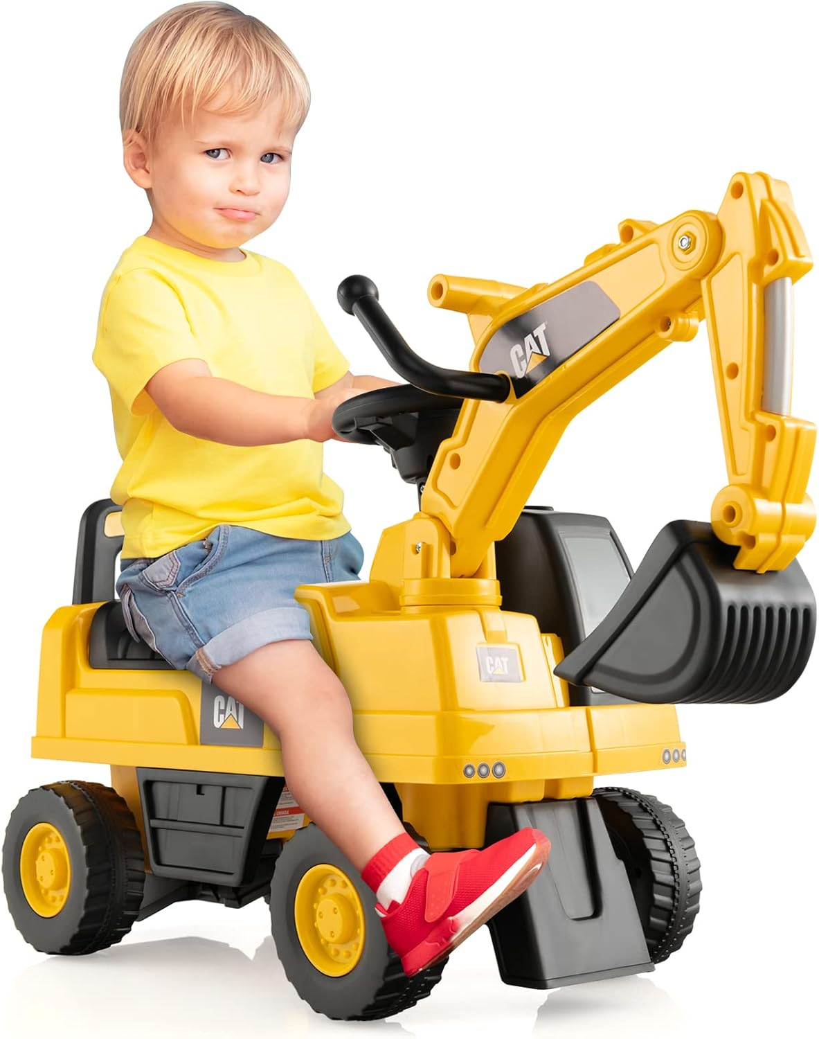 Maxmass Kids Ride on Car, Caterpillar Licensed Toddler Excavator Toy Car with Adjustable Bucket, Underneath Storage and Horn, Children Sit on Truck for 1-3 Years Old (Digger)-0