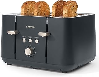 Salter Marino 4-Slice Toaster - 7 Levels Of Variable Browning, Removable Crumb Tray, Self-Centring Bread Guides, Anti-Jam Function, Defrost, Reheat And Cancel Indicator Buttons, 1850W