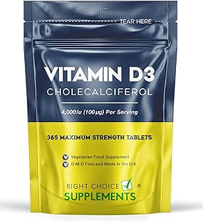 Vitamin D 4000 iu - 1 Year Supply, 365 Easy-Swallow Vitamin D Tablets - Vegetarian Vitamin D3 4000 iu, High Strength Vitamin D Supplement