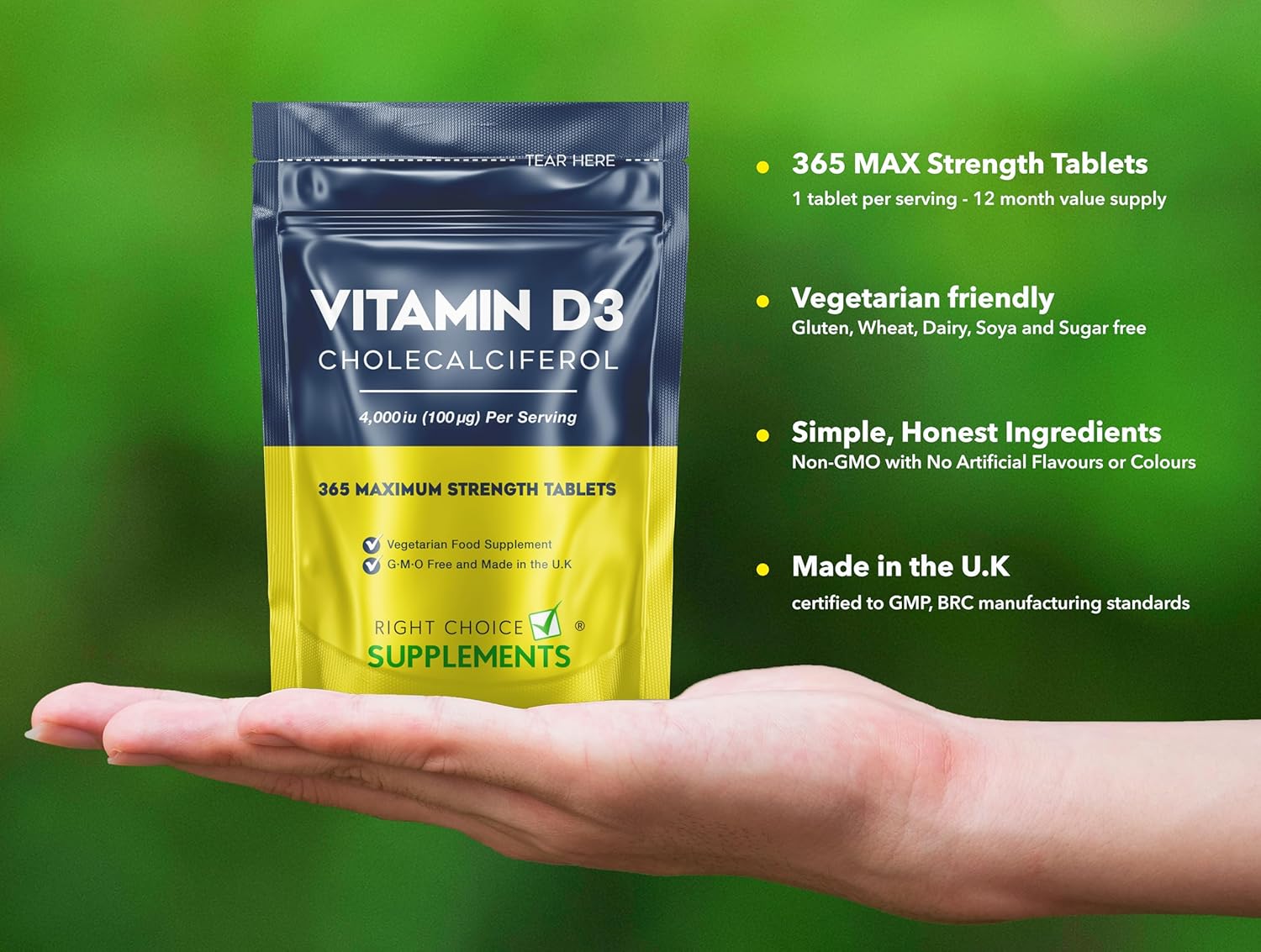 Vitamin D 4000 iu - 1 Year Supply, 365 Easy-Swallow Vitamin D Tablets - Vegetarian Vitamin D3 4000 iu, High Strength Vitamin D Supplement-2