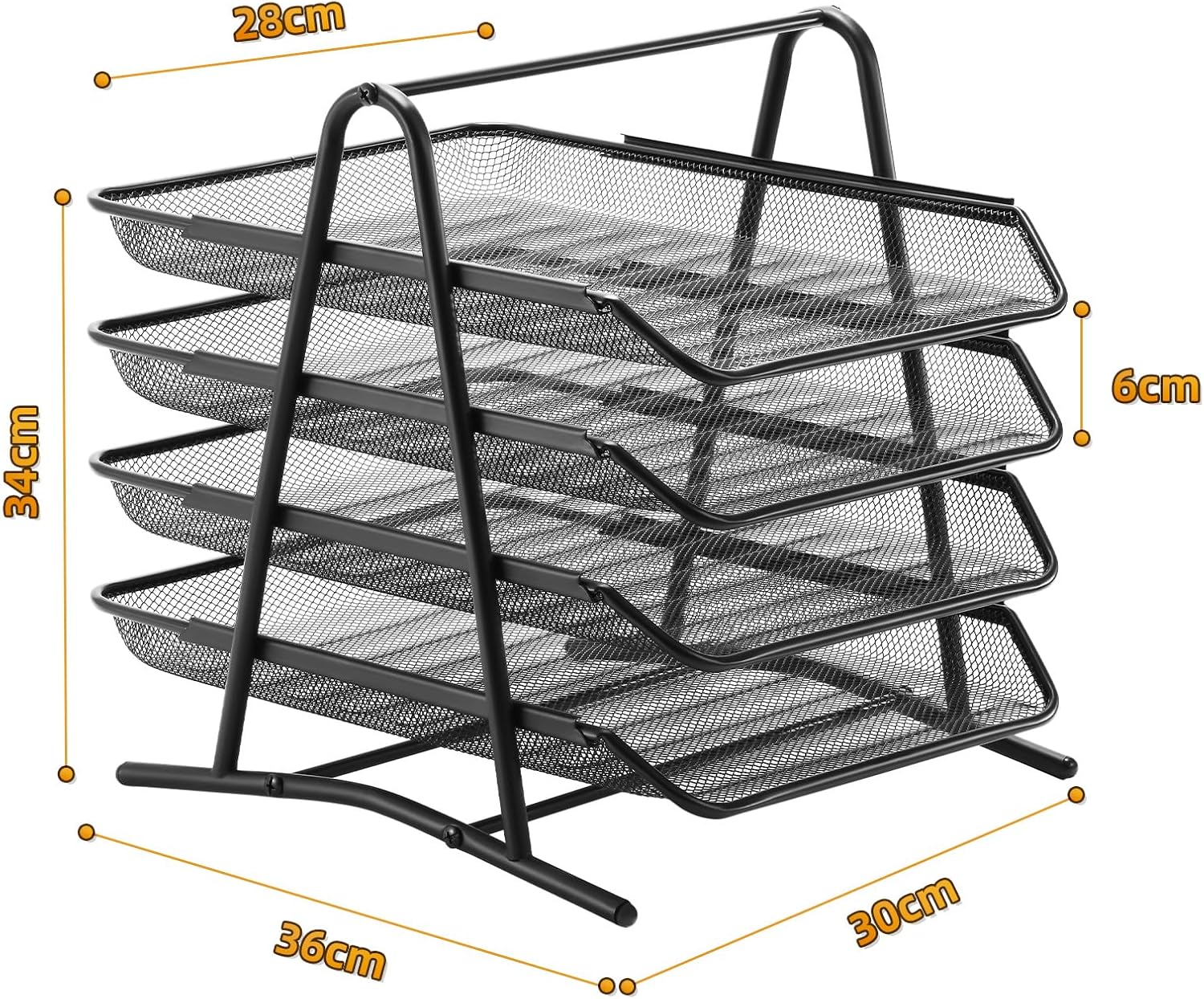 Marbrasse Desk Organiser,Letter Tray Organizer, Paper Tray Stackable, in Trays for Desk File Magazines Organizer,Desk File Organiser(4Tire Black)-5