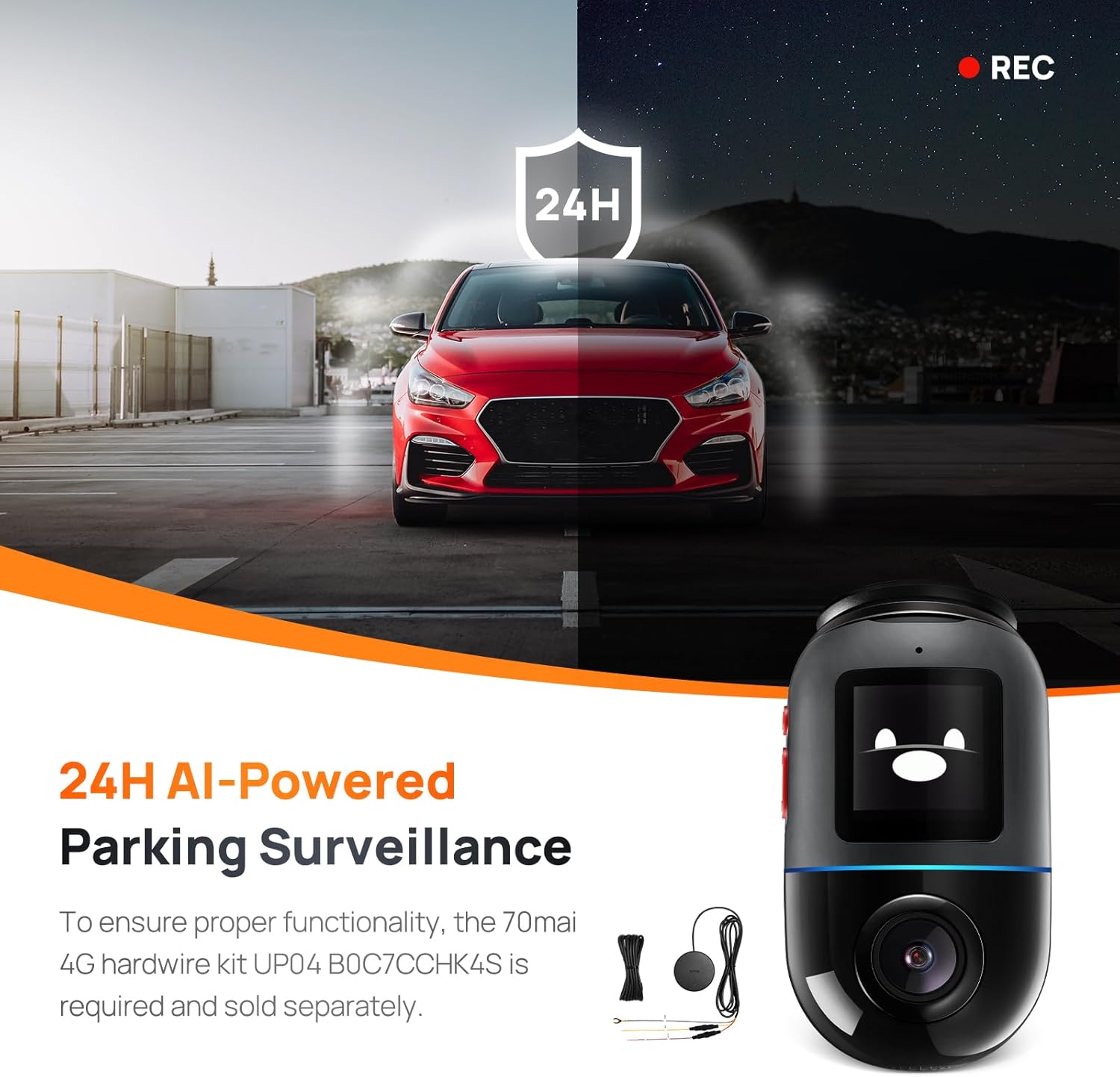 70mai Dash Cam Omni, 360° Rotating, Superior Night Vision, Bulit-in 128GB eMMC Storage, Time-Lapse Recording, 24H Parking Mode, AI Motion Detection, 1080P Full HD, Built-in GPS, App Control-3