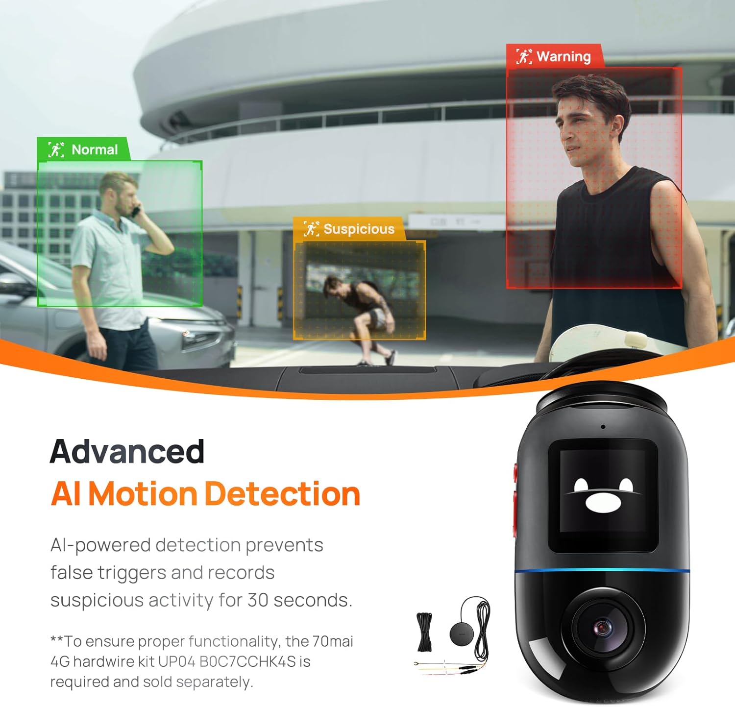 70mai Dash Cam Omni, 360° Rotating, Superior Night Vision, Bulit-in 128GB eMMC Storage, Time-Lapse Recording, 24H Parking Mode, AI Motion Detection, 1080P Full HD, Built-in GPS, App Control-4