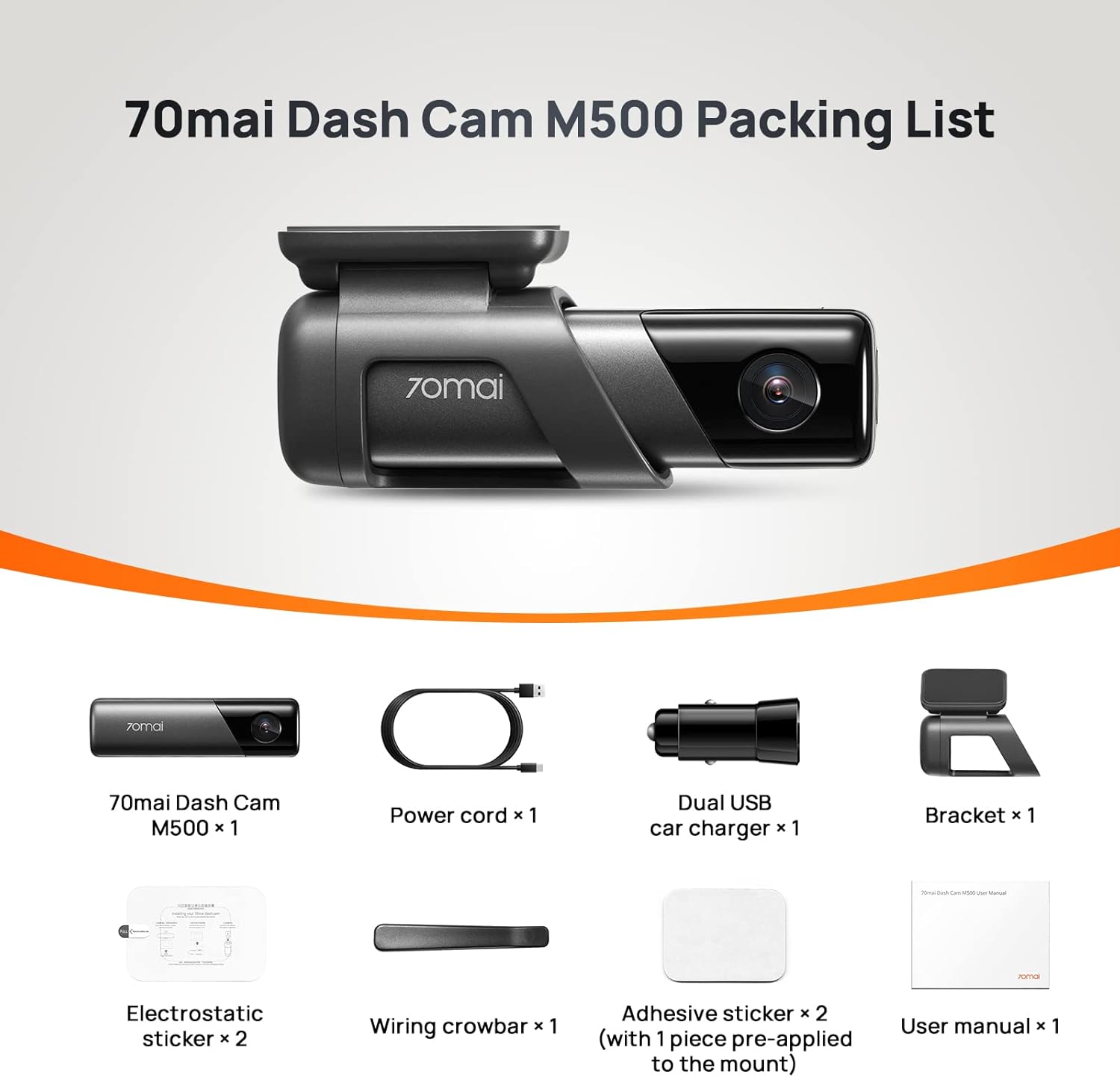 70mai True 2.7K 1944P Dash Cam M500, eMMC Built-in 32GB Storage, Powerful Night Vision with HDR, 170° FOV, 24H Parking Surveillance, Time-Lapse Recording, Built in GPS, ADAS, App Control-6