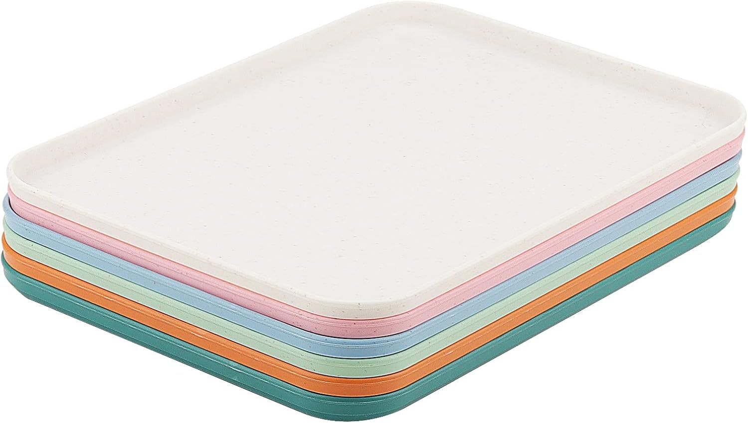 KEILEOHO 6 PCS 31 x 22cm Plastic Colourful Fast Food Serving Trays, 6 Color Rectangular Serving Lap Tray, 12 Inch Coloured Cafeteria Serving Tray for Food Serving Home Hotel Restaurant, 6 Colors-1