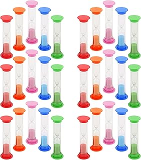 KEILEOHO 30 PCS 2 Minutes Colourful Sand Timer, 5 Color Countdown Hourglass Timer, Plastic Hourglass Timer for Gift, Home Office Decoration