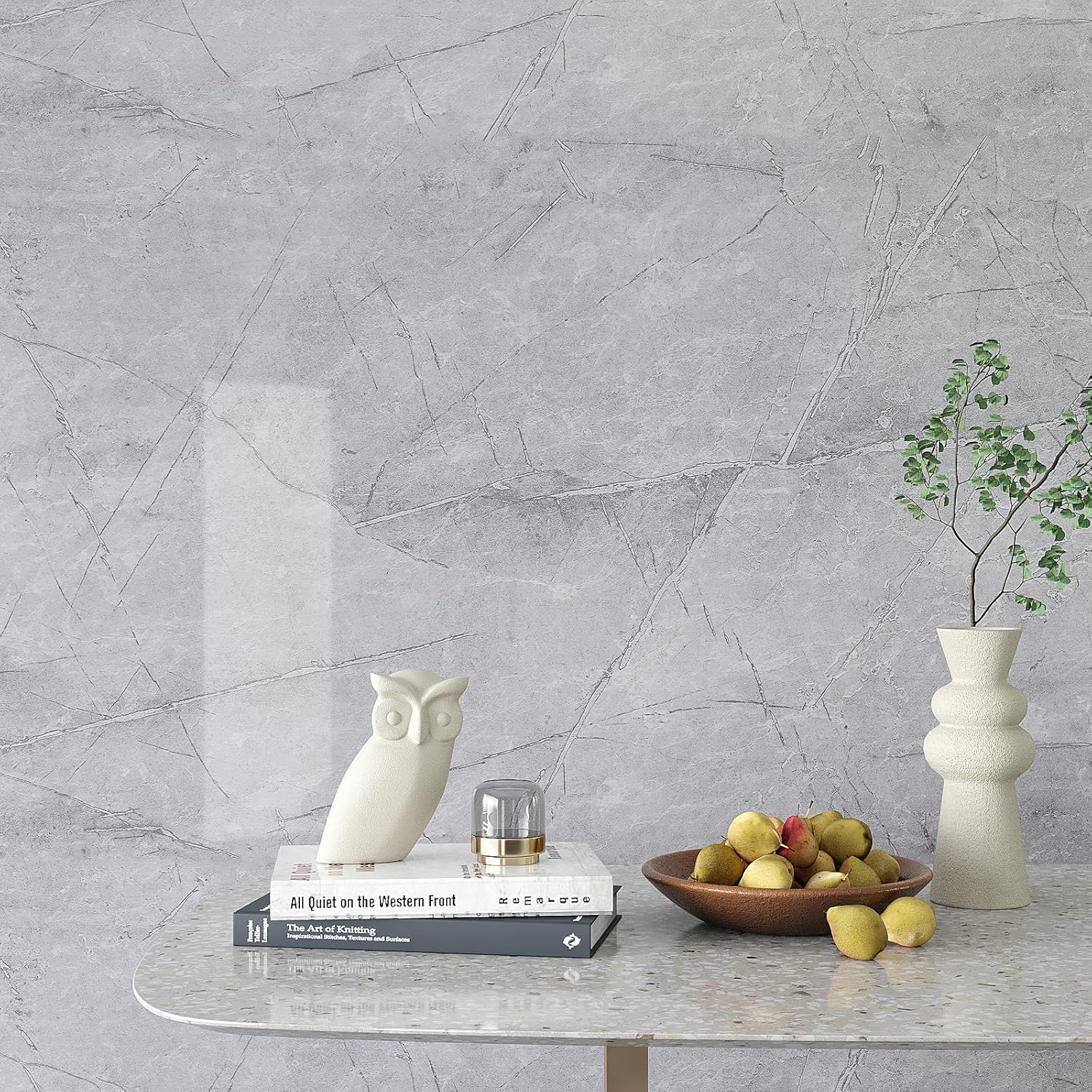 VEELIKE Grey Marble Wallpaper Self Adhesive Contact Paper Marble Sticky Back Plastic Roll Waterproof Kitchen Worktop Covering Bathroom Countertop Thick Lining Paper for Walls Living Room 40cm x 300cm-3