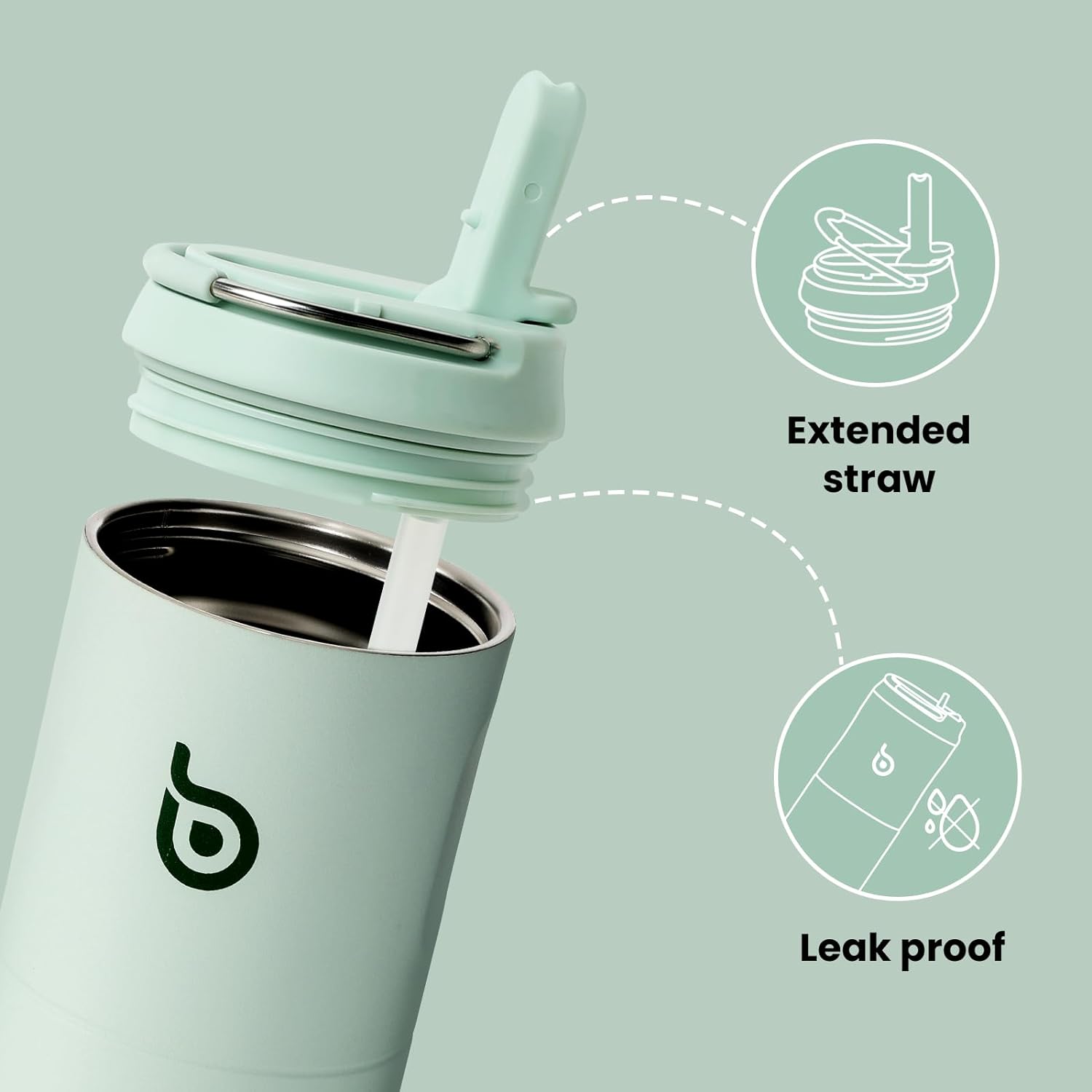 Bottle Bottle Insulated Water Bottle 700ml(24oz) with Straw and Lid Stainless Steel Sports Travel Gym Water Bottles Metal Drink Flask with Handle for Man and Women (Light Green)-3