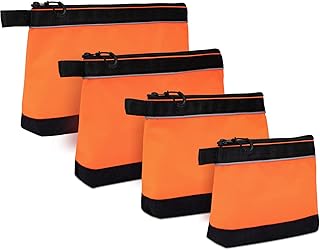 WISEPRO Utility Tool Pouch Bags Set of 4, Heavy Duty Storage Bags Set, Waterproof Tools Pouches with Reflective Stripes, for Tool Organizers Multi Purpose (Orange)