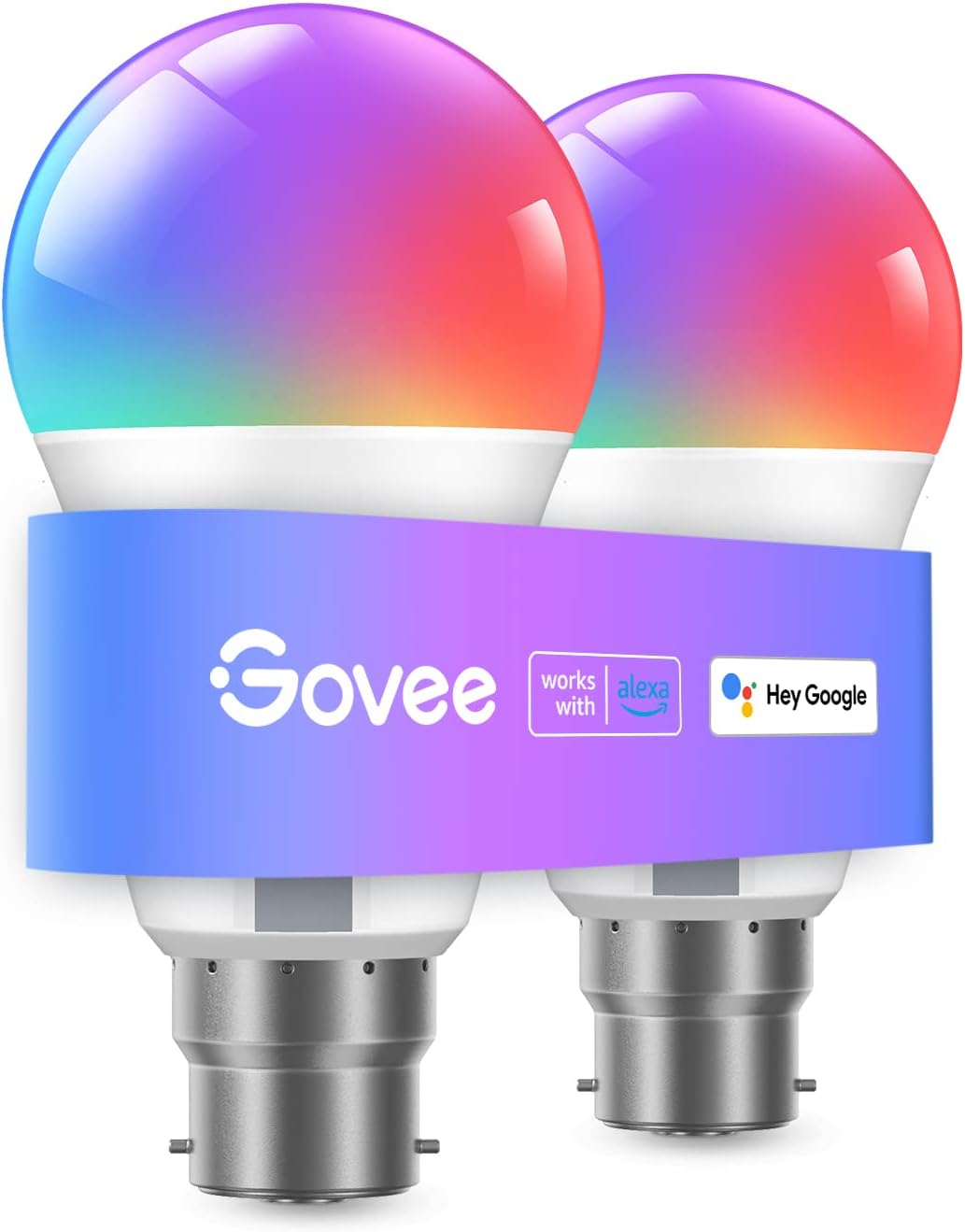 Govee RGBWW Smart Bulbs, WiFi LED Light Bulb B22, 54 Dynamic Scenes, 800LM, Music Sync, DIY 16 Million Color, Work with Alexa & Google Assistant, 2 Packs-0