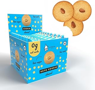 London Apron Almond Keto Cookies 12X35g - Low Carb Snacks With Zero Net Carbs, Gluten & Dairy Free High Fibre Biscuits, No Added Sugar Diabetic & Vegan Friendly Cookie Snack