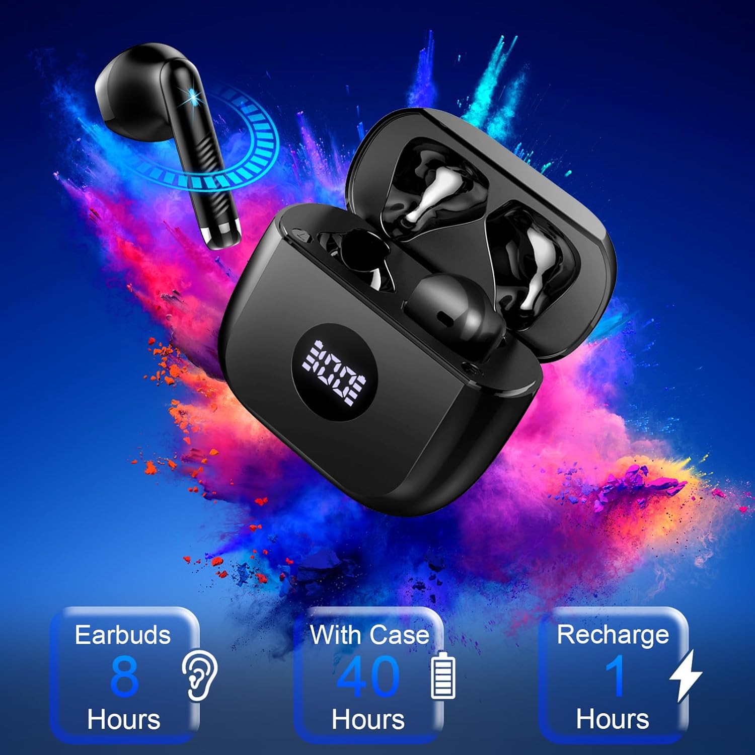 Wireless Earbuds, Bluetooth 5.3 Headphones in Ear with 4 ENC Noise Cancelling Mic, Bluetooth Earbuds 40H Playtime, 2024 HiFi Stereo Deep Bass Wireless Earphones, IP7 Waterproof, USB-C Fast Charge-6