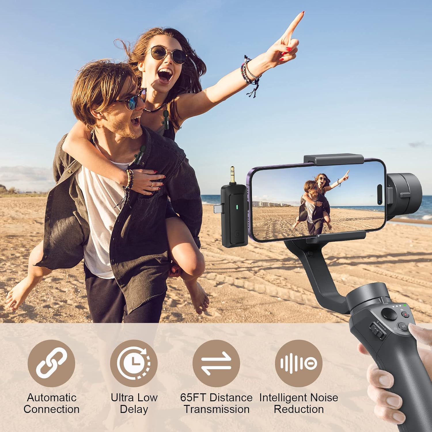 HMKCH Wireless Lavalier Microphone for iPhone - Android Phone/Camera/Computer/Laptop, Professional Dual Lapel Mic with USB-C/3.5mm/USB Plug for Video Recording, Vlog, YouTube, TikTok-3