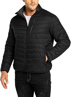 33,000ft Mens Winter Lightweight Jacket Warm Short Packable Puffer Jacket Transitional Padded Down Jacket Quilted Jacket for Men Lined for Hiking Travelling