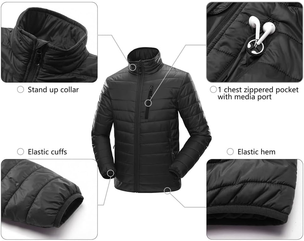 33,000ft Mens Winter Lightweight Jacket Warm Short Packable Puffer Jacket Transitional Padded Down Jacket Quilted Jacket for Men Lined for Hiking Travelling-1