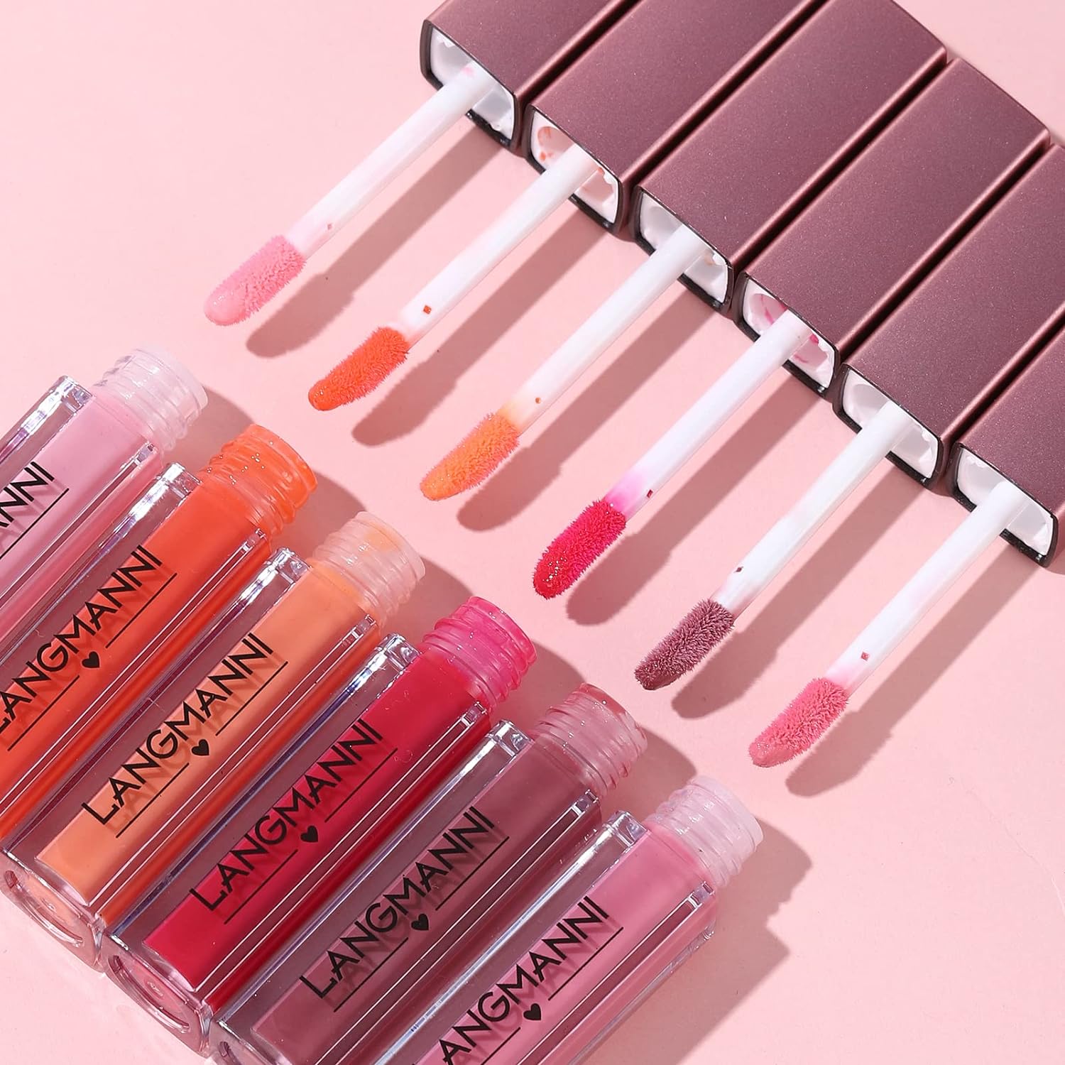 LANGMANNI 12Pcs Lip gloss Collection Makeup Set,Shiny Smooth Soft Liquid Lip Glosses Lip Stain With Rich Varied Colors For Girls And Women Makeup(Color-A)-7