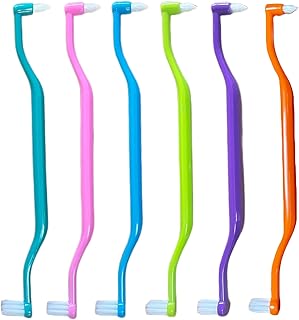 6 Pieces 2-in-1 Toothbrush with Interdental and Wisdom Teeth Brush Heads for Comprehensive Oral Care, Soft Single Interdental Brushes Between Teeth Wisdom Toothbrush for Braces