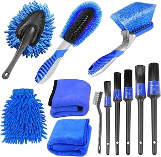 Didilor Car Cleaning Kit 12PCS Car Detailing Kit Wheel Cleaning Brush Tyre Brush Wire Brush Exterior and Interior car washing set for Car Motorcycle Bike Cleaning Wheels, Engine, Emblems, Air Vents