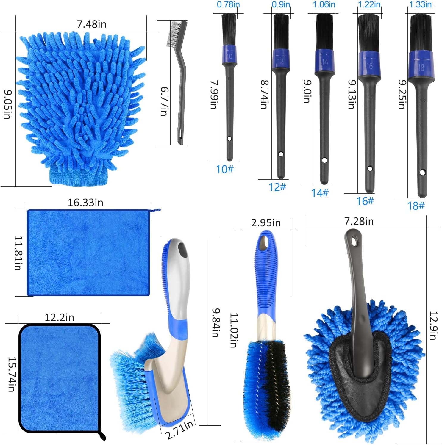 Didilor Car Cleaning Kit 12PCS Car Detailing Kit Wheel Cleaning Brush Tyre Brush Wire Brush Exterior and Interior car washing set for Car Motorcycle Bike Cleaning Wheels, Engine, Emblems, Air Vents-1