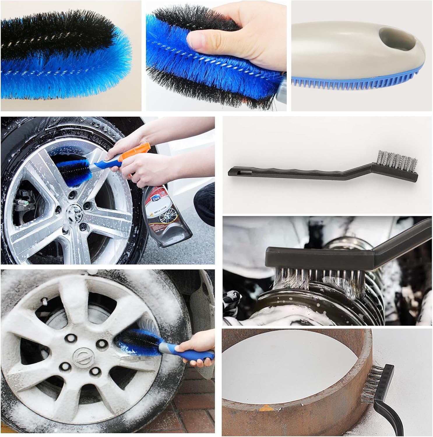 Didilor Car Cleaning Kit 12PCS Car Detailing Kit Wheel Cleaning Brush Tyre Brush Wire Brush Exterior and Interior car washing set for Car Motorcycle Bike Cleaning Wheels, Engine, Emblems, Air Vents-3