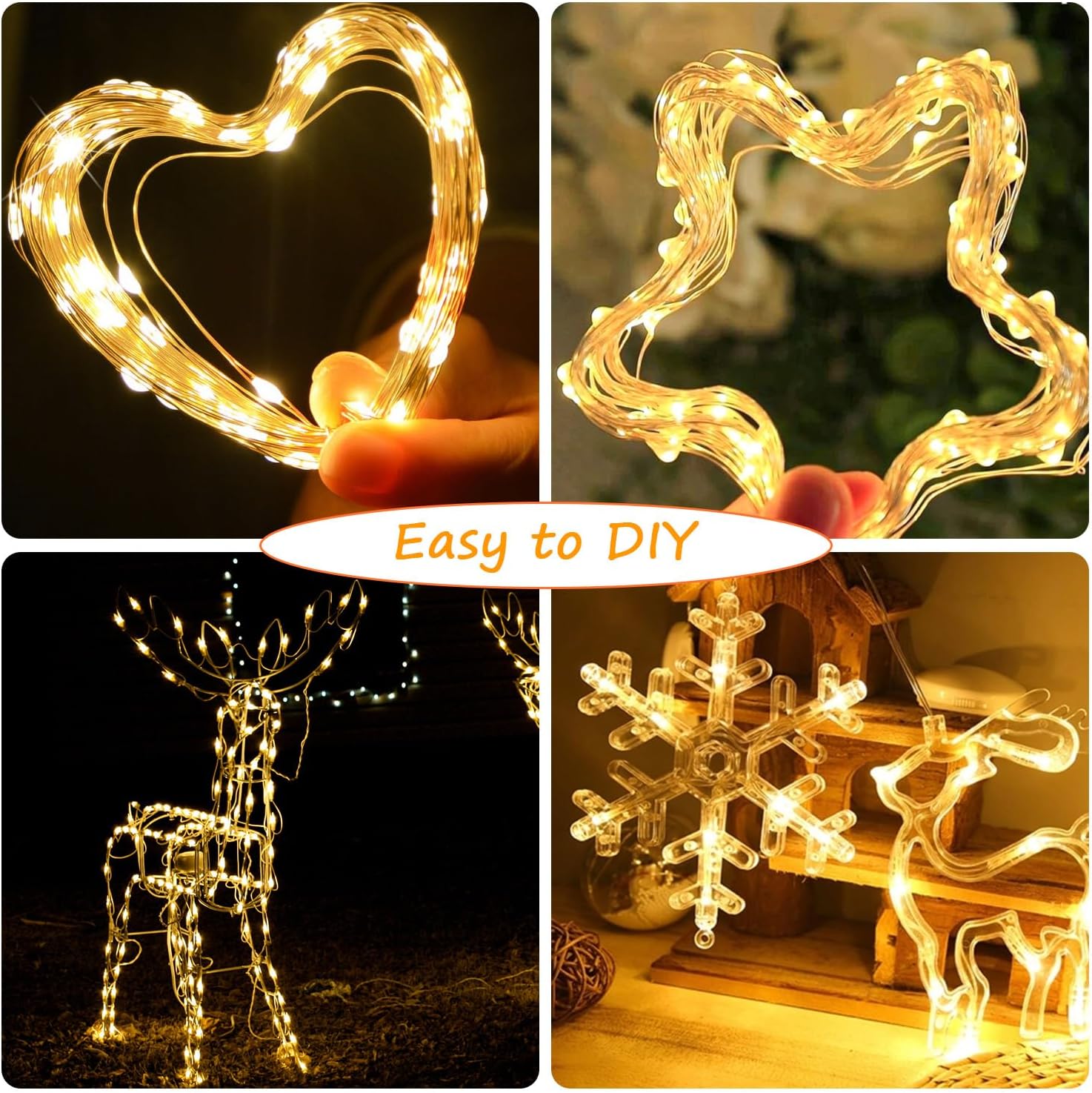 plainshe Battery Fairy Lights - 2 Pack, 10m 100 Led Copper Wire Fairy Lights, 8 Modes Remote Control Timer, Waterproof String Lights Battery Operated, Christmas Decoration Indoor Outdoor-4