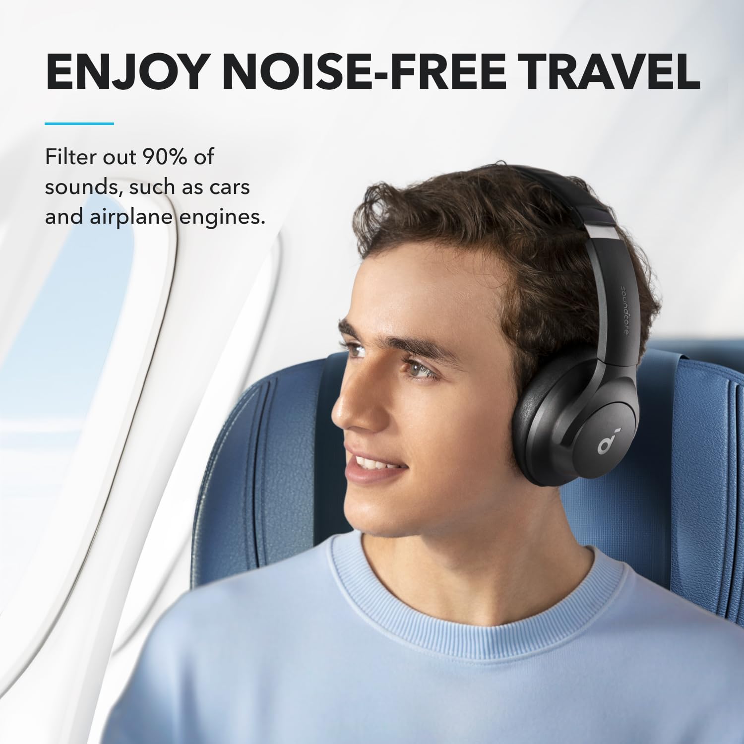 soundcore by Anker Q20i Hybrid Active Noise Cancelling Foldable Headphones, Wireless Over-Ear Bluetooth, 40H Long ANC Playtime, Hi-Res Audio, Big Bass, Customize via an App, Transparency Mode-1